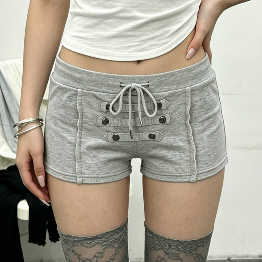 Zara Retro Sport Button Drawstring Low Waist Shorts Streetwear